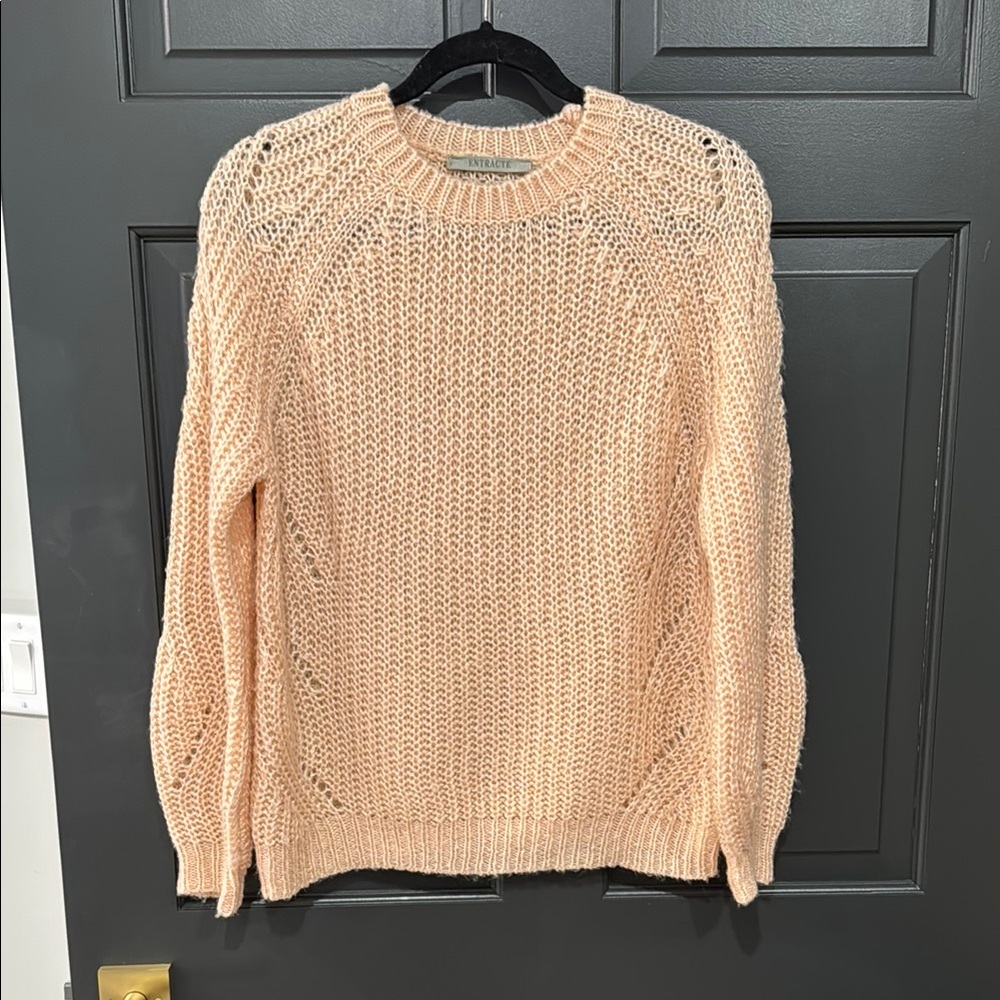 Blush colored Chunky Knit Crew Neck Sweater